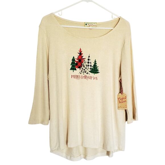 Wishing You Very Magical Season Cream Christmas Tree Sweater - L -NWT - Picture 1 of 6